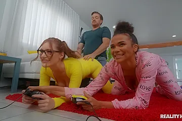 Nerdy Babes Alina Ali And Aria Kai Getting Fucked On The Floor - porn video