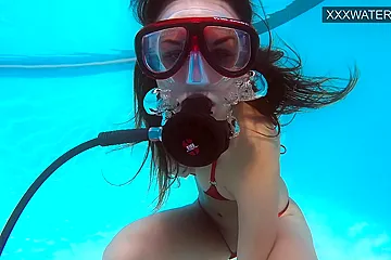 Lana Tanga In Red Lingerie Masturbating Underwater - porn video