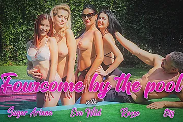 Eva Wild And Sugar Ariana - Foursome By The Pool; Topless Pool Party Becomes An Ffffm Orgy - porn video