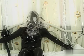 Latex Asian Selfbondage Breathplay 3 - porn video