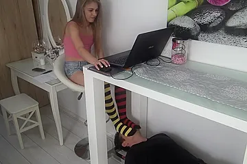 teen Mistress Sock Smelling Footrest! (18+) - porn video