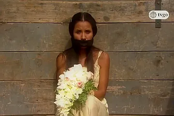 Girl In White Dress Otm Gagged With Flowers - porn video