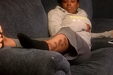Handsome White Guy Worships Fantastic Black Feet In Dirty Socks On The Sofa - porn video