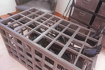 Caged Latex Doll Denies Self Orgasm - porn video