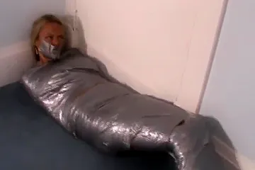 Blonde Girl Wrapped Up Mummification - porn video