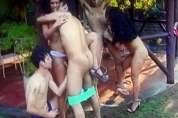 Three Latino Lovers Have Hard Fuck Session With Three - porn video