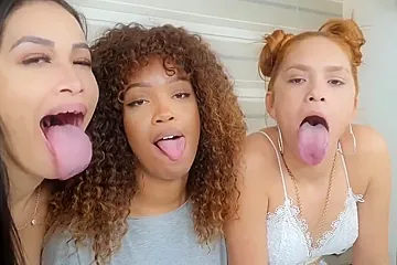 Hot Black Girl Sucks 2 Long Thick Latina Tongues - porn video