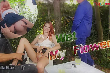 Bella Blue In Wet My Flower - Real Amateur Mfm Threesome With Redhead - porn video