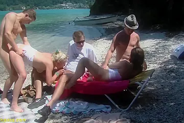 Real Public German Beach Orgy - porn video