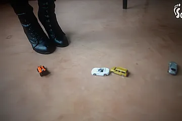 Dominant Woman Crushing Little Car Toys With Her High Heels (czech Sol - porn video