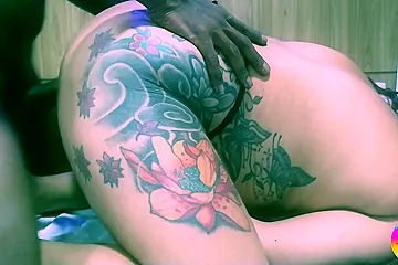 Paty Angel & Latrel - Mexican Woman With A Tattooed Ass Getting Milk In Her Pussy - porn video