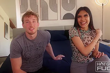 Chiseled Guy With Huge Dick Fucks Cute Brunette - porn video