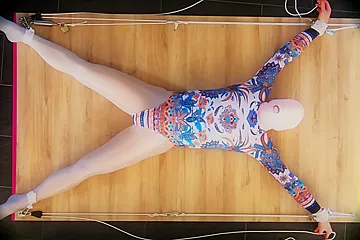 Selfbondage Spreadeagle In Leotard And Pantyhose - Shorter Cut Version - porn video