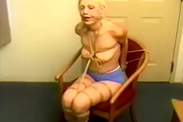 Tied In Hemp Rope, Blue Shorts And White Socks 1 - porn video