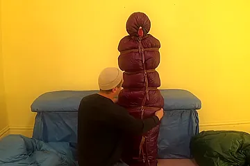 Gothic Girl Bound In Napping Bag - porn video