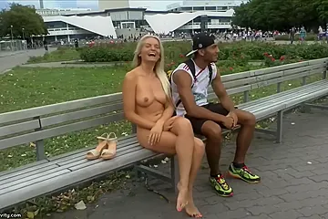 Blonde Teen Paris Naked On Public Streets (18+) - porn video