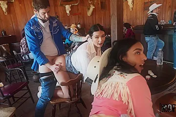 Audrey Black, Bailey Blaze And Claire Black - Western Bar Night Foursome Chaos - porn video