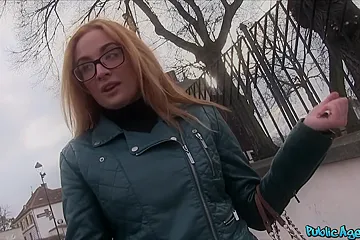 Sexy Redhead Student 18+ Nerd In Glasses Fucking In The Bushes - Outdoor Reality Porn - porn video