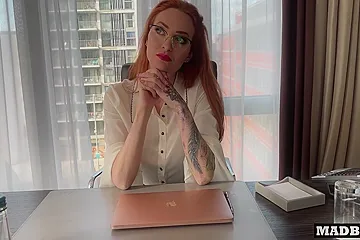 A Trapped Redhead Boss Gets Her Ass Fucked In The Office By Two French Black Guys!!! - porn video