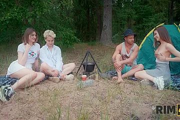 Swap Wives, Mutual Rimming And Anal Fuck In The Forest - porn video