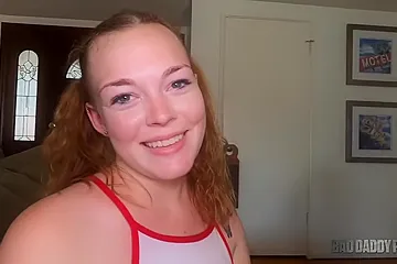 Sexually Excited Redhead Teen Samantha Reigns Widens Her Legs Wide For Stepdaddy (18+) - porn video