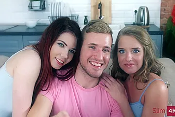 Two Sexy Teens With Slim Nude Bodies Enjoying Hardcore Anal In An Ffm Threesome (18+) - porn video