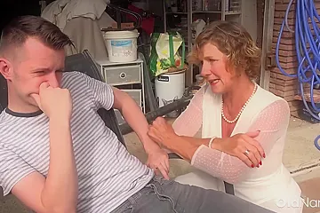 Mature Milf Seduces Horny Stud In Garage - porn video