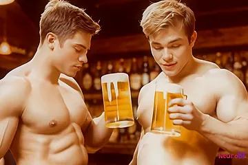 Muscular bear pounds ass with beer-fueled public anal fuck on bar - porn video