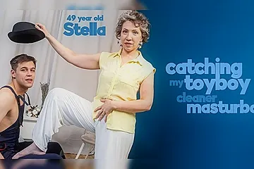 Mature Stella In Stella V. - Karll - Stella Is A 49 Year Old Cougar Who Catches Her Toyboy Cleaner Masturbate And Wants His Cock! - porn video